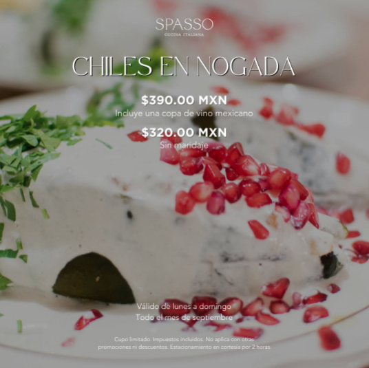 Chiles en Nogada 2025 Spasso