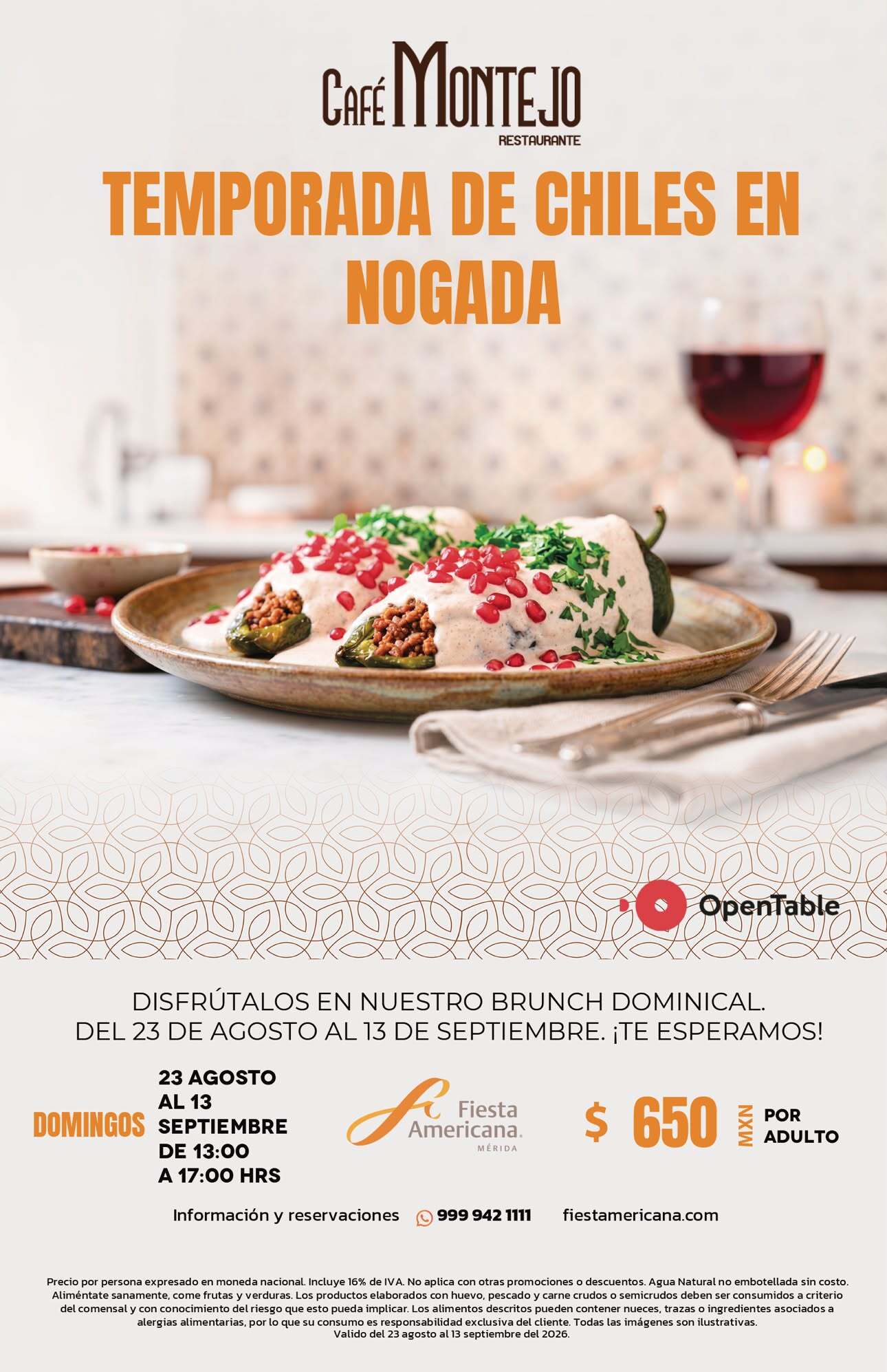 Chiles en Nogada Fiesta Americana 2026