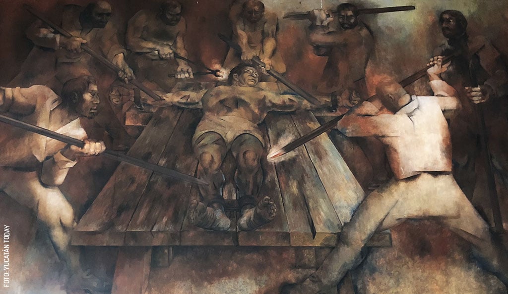 Mural-Placio-de-Gobierno-Yucatan-El-Suplicio-de-Jacinto-Can-Ek-por-Fernando-Castro-Pacheco